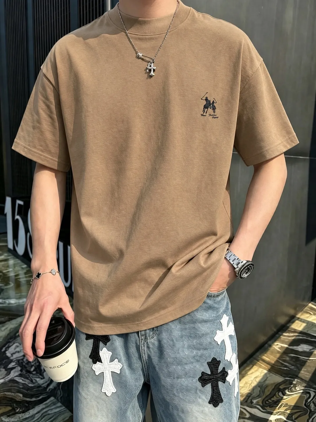 Ralph*Lauren* Hot Sale · g 《 》 tee ， Same Style ， : Black White Coffee Brown Size：S（90-130 ） M（125-150 ） L（135-165 ） XL（160-190 ） XXL（185 ）